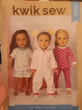UNCUT NWT Kwik Sew K4343 18" Doll Clothes Pattern - Top, Pants, Shorts, Jumpsuit